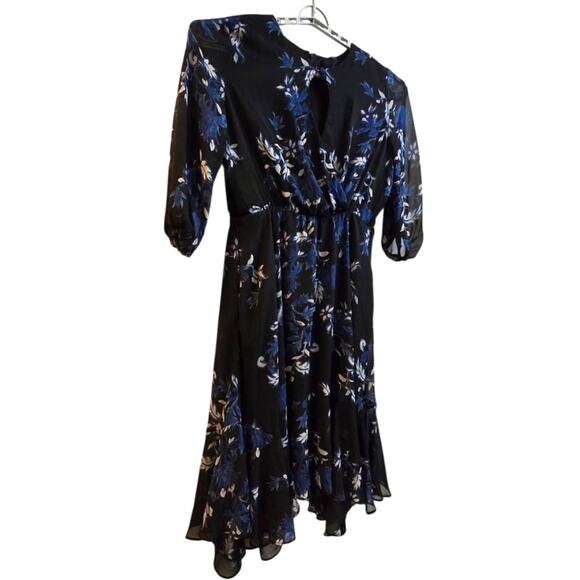 Lane Bryant Blue Black Floral Pleated Midi Dress NWT Size 14 - Picture 5 of 10